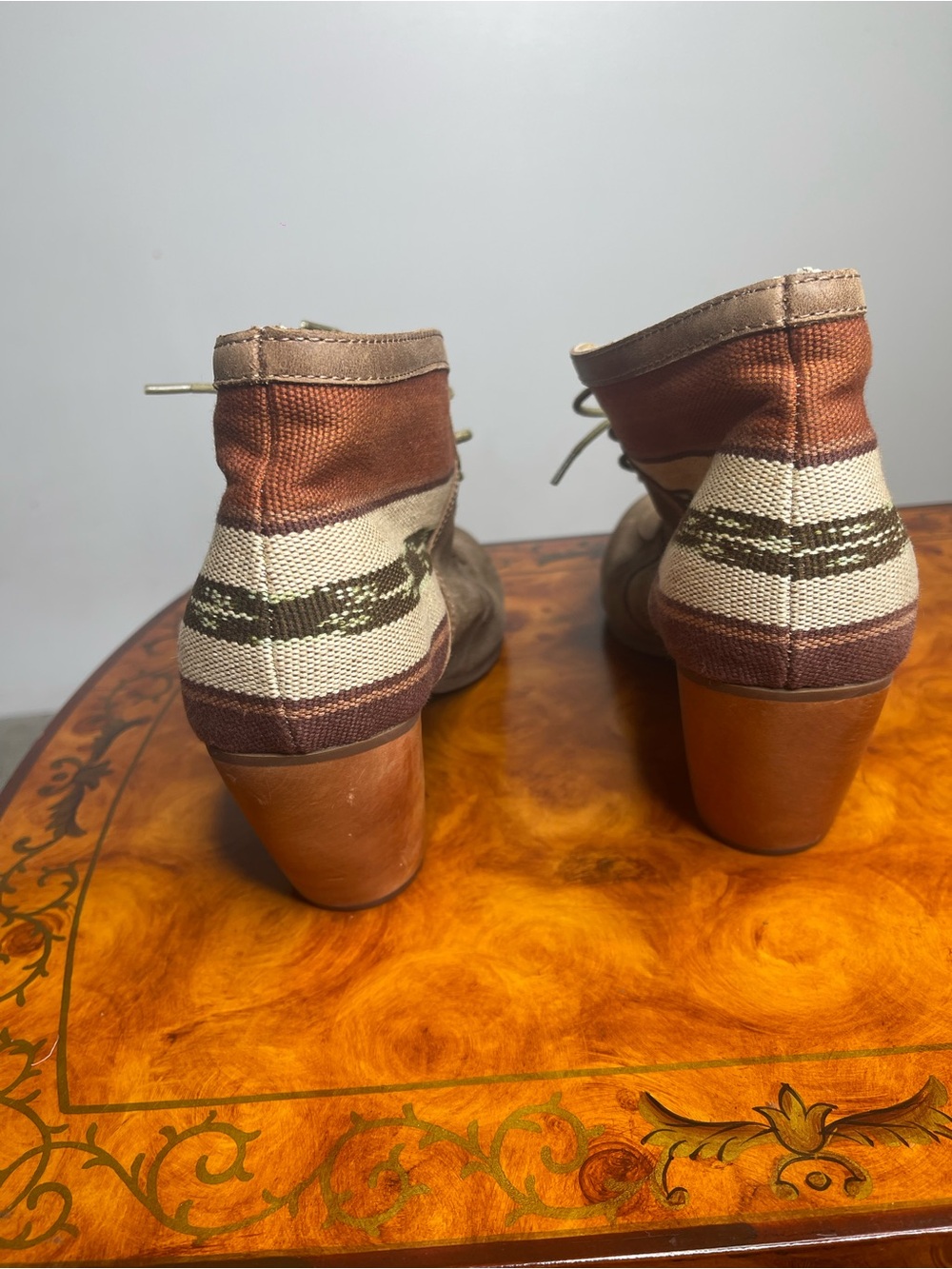 Latigo Taupe Suede Lace-Up Ankle Heels
